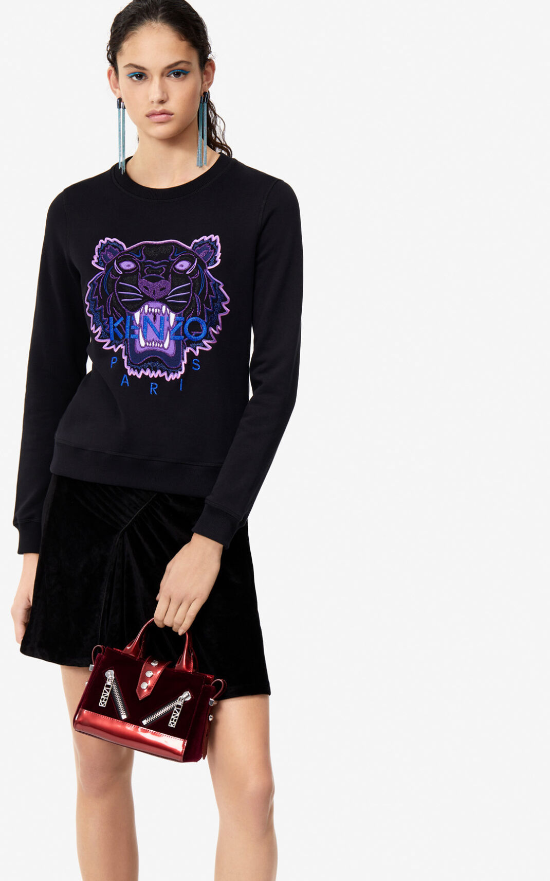 Kenzo Tiger Sweatshirt Black For Womens 6239TWCOZ